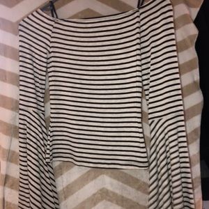 Striped Crop Top Flowy Blouse